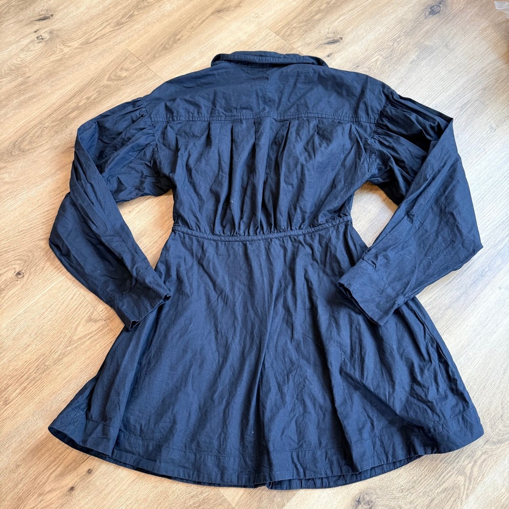 For Love & Lemons Black Organic Cotton Tie Front Cutout Mini Dress Womens Medium - Picture 9 of 9